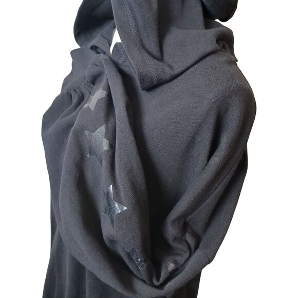 NWT AQUA Athletic Star Sleeve Pullover Hooded Sweatshirt Black Size L - Picture 7 of 13